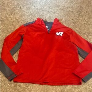 Red and Gray Pullover Top